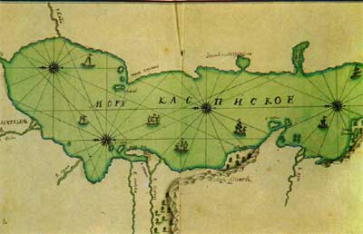 Карта Каспийского моря, напечатанная в 1720 г.