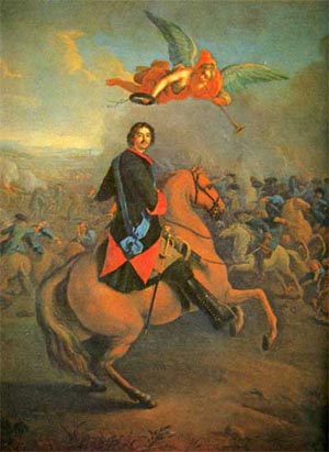 Пётр в Полтавском бою. С картины И. Таннауэра